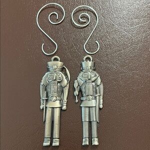 2 Pewter Nutcracker Ornaments